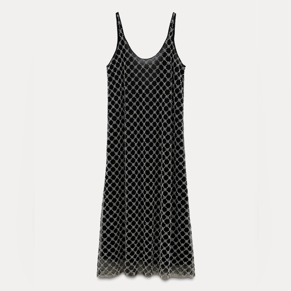 NWT Zara Chic Beaded Jewel Midi Dress - Picture 1 of 17